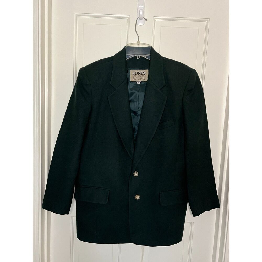 Vintage Jones & Co Womens M Green 100% Wool Oversized Blazer Boyfriend Jacket